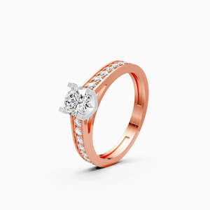 Round Solitaire Side Accents Lab Grown Diamond Ring With 0.83 Ct Conflict Free | In 9K Yellow White And Rose Gold - Product Image 1