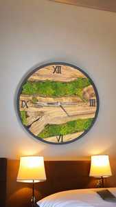 Natural Moss Wood Wall <b>Clock</b> Handmade Rustic Wooden Mechanical Movement 3D Antique Design Large Wall Decor Scandinavian - Product Image 5