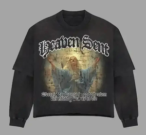 เสื้อยืดแขนยาวคอกลมผู้ชายผ้าเจอร์ซีย์คอตตอน 100% พิมพ์ลายกราฟิกแบบดิสเทรส แห้งเร็ว ไม่เป็นขุย ผ้าสองชั้น - Product Image 3