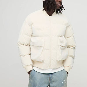 Blouson matelassé classique tendance pour homme, respirant, coupe-vent, 100 % polyester, col montant, capuche intégrée, haute qualité - Product Image 1
