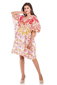 2026 Brown Handmade Tie Dye <b>Kaftan</b> Women's Free Size Natural <b>Summer</b> Floral Digital Printed Maxi Dress Bohemian Hippie Style - Product Image 1