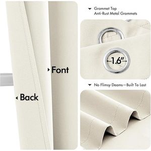 Tende Oscuranti Termoisolanti con Occhielli Solidi, Colore Crema, per Camera da Letto e Soggiorno, Lunghezza 63 Pollici, 2 Pannelli - Product Image 5