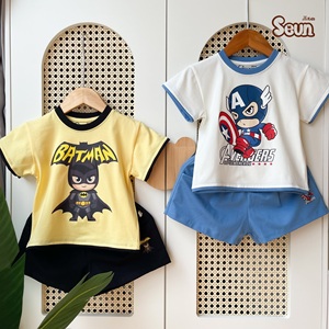 Conjunto de Camiseta y Camiseta sin Mangas para Niños SeunKids, 100% Algodón Suave, Estampado de Héroes, Ropa Casual, Precio de Fábrica - Product Image 6