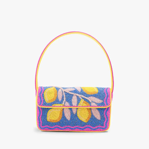 Sac fourre-tout léger et durable fait main pour femme, motif léopard vintage perlé, idéal pour l'été, la plage et les soirées, avec fermeture éclair - Product Image 1