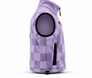 2026 Best Selling <b>Men's</b> Heavyweight Fleece Vest Warm <b>Purple</b> Checkerboard Zip Up <b>Waistcoat</b> Sleeveless Bodywarmer Factory Direct - Product Image 3