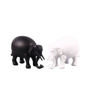 Modern Black and White <b>Elephant</b> Sculpture Decorative Animal Figurines Minimalist Resin <b>Ornaments</b> for Home Office Living Room - Product Image 2