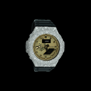 Reloj de Cuarzo de Lujo con Bisel de Diamantes Premium, Diseño Iced Out, Halo de Diamantes VVS, Plateado, Unisex, Precio Bajo - Product Image 1
