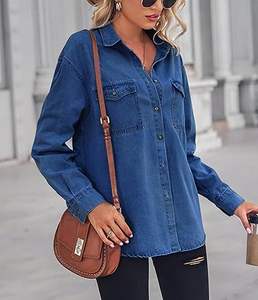 Camisa de Mezclilla para Mujer, Diseño Elegante, Corte Regular, Manga Larga, Estilo Vintage de Verano, 100% Algodón Orgánico, Absorbe la Humedad - Product Image 2