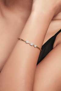 Solitaire Open <b>Cuff</b> Bangles 14K Solid Gold Pave Set Minimalist Dainty Everyday Wear Lab Grown Diamond Luxury Stacking <b>Bracelets</b> - Product Image 2