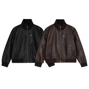 Chaquetas de cuero al por mayor para hombre, chaqueta de cuero genuino para otoño e invierno, estilo urbano teñido liso, OEM ODM - Product Image 2