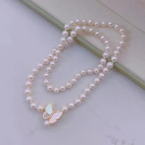 Collar de Perlas de Agua Dulce con Perlas Redondas de Luz Intensa, Cadena de Clavícula Moderna, Colgante y Amuleto de Lujo - Product Image 3