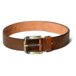 Cinturón informal de cuero Premium tostado clásico para hombres con cinturón de hebilla de una sola punta de latón antiguo cambiable tamaños personalizados - Product Image 4