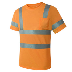 T-shirt de sécurité haute visibilité, bandes réfléchissantes orange, vêtements de travail à manches courtes - Product Image 3