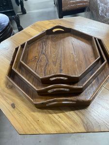 SINCERE Eco-Friendly Solid Wood Engraved Modern Luxury 7.5 Inch Round Dessert Plate <b>Snack</b> <b>Tray</b> Parties Serving Dried Fruits - Product Image 4