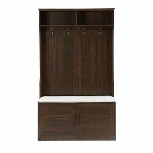 Appendiabiti in legno scuro con armadietto per scarpe gancio per vestiti più scaffali per camera da letto porticato imbottitura in spugna per armadio porticato incluso - Product Image 6