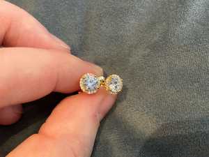 Classic Round Cut 6MM Moissanite Dainty <b>Stud</b> Earrings 925 <b>Silver</b> With Yellow Plated for Unisex Daily Wear Floral Style Earring - Product Image 4