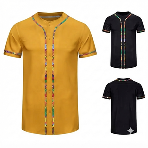 Maillot de baseball unisexe respirant jaune doré, col en V, manches courtes, en maille, tie-dye, boutonné, uniforme d'équipe sportive d'été - Product Image 1
