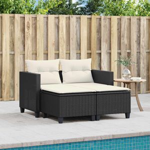 Canapé de jardin en rotin PE noir avec structure en acier thermolaqué et mobilier d'extérieur durable 100% polyester - Product Image 3