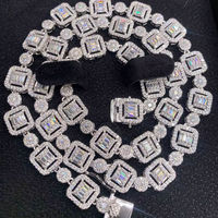 Chaîne cubaine unisexe en argent sterling 925 avec perles de culture d'eau douce et moissanite taille brillant ronde, bijoux hip-hop pour tous les jours