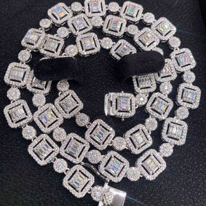 Fine Unisex Round Brilliant Cut Moissanite Freshwater <b>Pearl</b> Cuban Link Chain 925 <b>Sterling</b> <b>Silver</b> Hip Hop Everyday Jewelry - Product Image 1