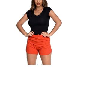 Nueva tendencia, pantalones cortos deportivos de cintura baja para mujer, pretina acanalada ancha sin costuras, tela sólida personalizada de BD - Product Image 1