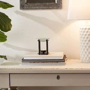 Brûleur à Huile et Chauffe-Cire en Verre Noir avec Support pour Bougie Chauffe-Plat, Plat Rond en Verre Transparent, Diffuseur d'Aromathérapie - Product Image 5