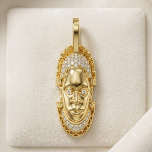 Colgante de Moda Hip Hop con Diamante Natural y Máscara Edo, Chapado en Oro de 10K, Joyería Fina Personalizada Unisex para Regalo de Compromiso o Aniversario - Product Image 1