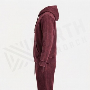 Ensemble de survêtement pour homme en velours de coton uni à capuche, sweat-shirt et pantalon longs, tenue décontractée pour l'automne - Product Image 4
