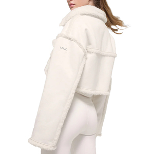 New custom <b>Women's</b> Faux Shearling Cropped <b>Jacket</b> Luxury Sherpa Fleece Winter Coat <b>Zip</b> <b>Up</b> Teddy Outerwear OEM Manufacturer - Product Image 5
