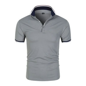 Vente en gros de polos pour hommes, décontractés, sportifs et professionnels, à manches courtes pour l'été, avec motif uni dans toutes les couleurs, en tissu tricoté - Product Image 1