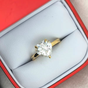 Customizable 14K 18K gold Set Simple <b>Love</b> Women's Wedding Heart Ring labgrown diamond Engagement Anniversary - Product Image 1