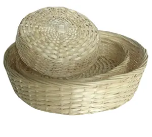 Cestino rotondo di bambù per la tessitura di frutta per la cucina di pasqua tessuto di bambù colorato cesto regalo cesti di stoccaggio