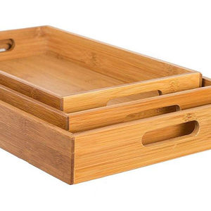 Bandeja de Servir Minimalista de Bambú Ecológica, Bandeja de Madera Natural para Desayuno y Cena, para Servir Comida en la Cocina y Decoración del Hogar - Product Image 2