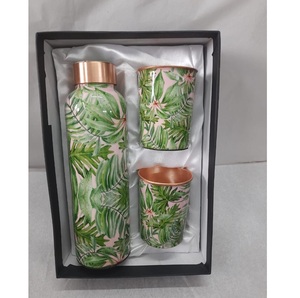 Gourde en cuivre pour étudiant, motif émaillé, avec couvercle en cuivre, portable pour les voyages - Product Image 2