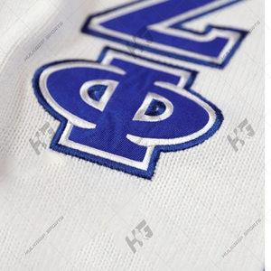 Robe cardigan longue et flexible à demi-manches en tricot 100 % acrylique épais et chaud avec emblème brodé, Sorority Zita Phi Bita - Product Image 2