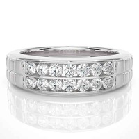 Bague Éternité Double Rangée en Argent Sterling 925 de Luxe avec Moissanite, Sertie en Canal, Bijou d'Anniversaire de Mariage pour Femme