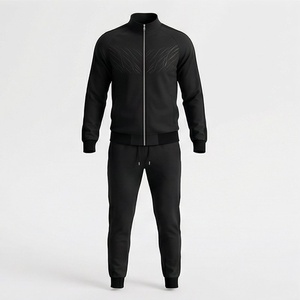 Chándal Deportivo Negro para Hombre con Cremallera Completa, Cuello Alto, Manga Larga, Transpirable, Ajuste Holgado, Ideal para Invierno - Product Image 1