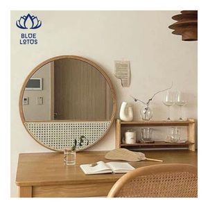 LISTO PARA ENVIAR Espejo de Ratán 2026 con Marco Tejido Duradero, Decoración de Pared que Mejora la Iluminación y Decora Paredes Vacías para Tiendas - Product Image 1