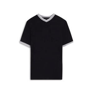 T-shirt en coton épais pour homme, haute qualité, design de logo personnalisé, t-shirt oversize à épaules tombantes, col rond côtelé pour homme - Product Image 2