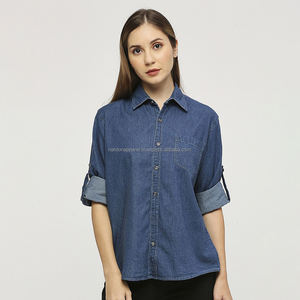 Nardon Apparel Mujer 2025 Nuevas llegadas Moda Casual Botón Vintage Manga larga Algodón Jeans Camisas Mujeres Tops Camisa de mezclilla - Product Image 3