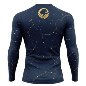 Camiseta de Compresión Azul Marino de Manga Larga con Estampado de Constelaciones, Ropa Deportiva Transpirable Sublimada para Entrenamiento Atlético y Gimnasio - Product Image 2