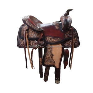 Juego completo de sillín de equitación de carreras, sillín de cuero auténtico americano, sillín de placer hecho a mano, sillín de equitación con juego - Product Image 1