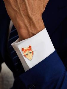 Mancuernillas de Lujo con Diseño de Zorro Chapadas en Oro para Hombre, Esmalte Naranja, Accesorios Formales para Camisa, Regalo de Boda o Negocios, Mancuernillas de Diseñador - Product Image 1