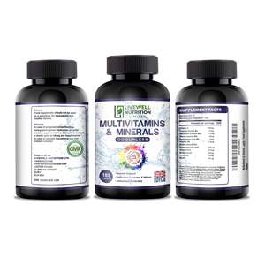 Livewell Nutrition Multivitamines et Minéraux 180 Comprimés Sans Odeur Soutien Immunitaire Fabriqué en Grande-Bretagne - Product Image 2