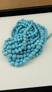Perles lisses en turquoise naturelle Sleeping Beauty, pierre précieuse d'Arizona bleu ciel (5 - 8 mm, 20 pouces) pour la fabrication de bijoux - Product Image 2