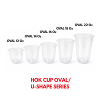 Vaso de Plástico PP Polipropileno en Forma de U de Grado Alimenticio, Estético, de 14 oz, para Menús de Cafeterías, Hecho en Indonesia