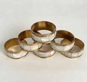 Brass and mother of pearl napkin ring here <b>top</b> seller bohemian design here <b>table</b> <b>decoration</b> - Product Image 1