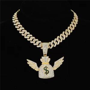 Collar con Colgante de Bolsa de Dinero Estilo Hip Hop, con Incrustaciones de Diamantes, Cadena Cubana de Plata 925, Joyería para Hombres y Mujeres - Product Image 2