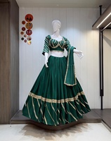 Lehenga Choli en tissu Vatican avec bordure à miroirs épaisse de 8 mètres, Dupatta en cambrass à motifs plaqués, pour mariage et fêtes