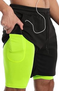 Custom Logo Men's Double <b>Layer</b> Blank Sports Athletic Workout Running Gym Shorts With Liner Breathable 2 In 1 Activewear Shorts - Product Image 3